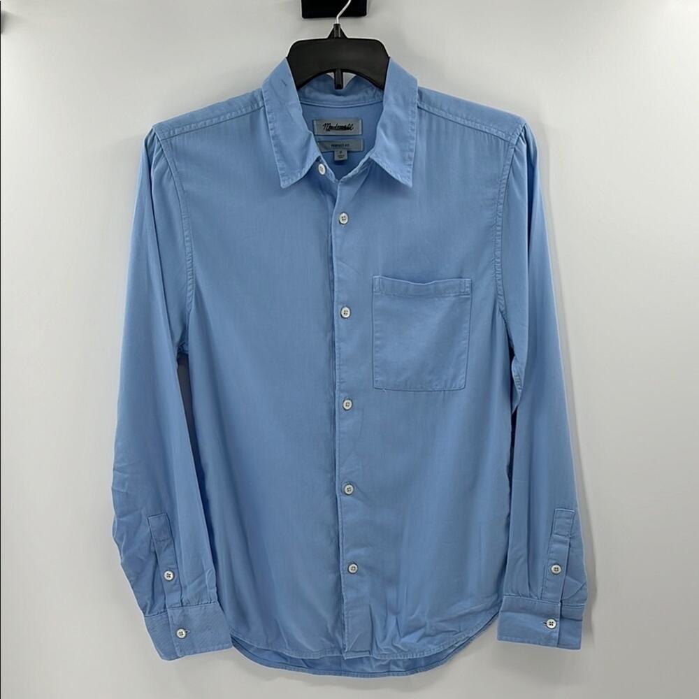 Madewell Men's The Perfect Shirt in Softdrape Twill - Peri Blue - Small - NWT